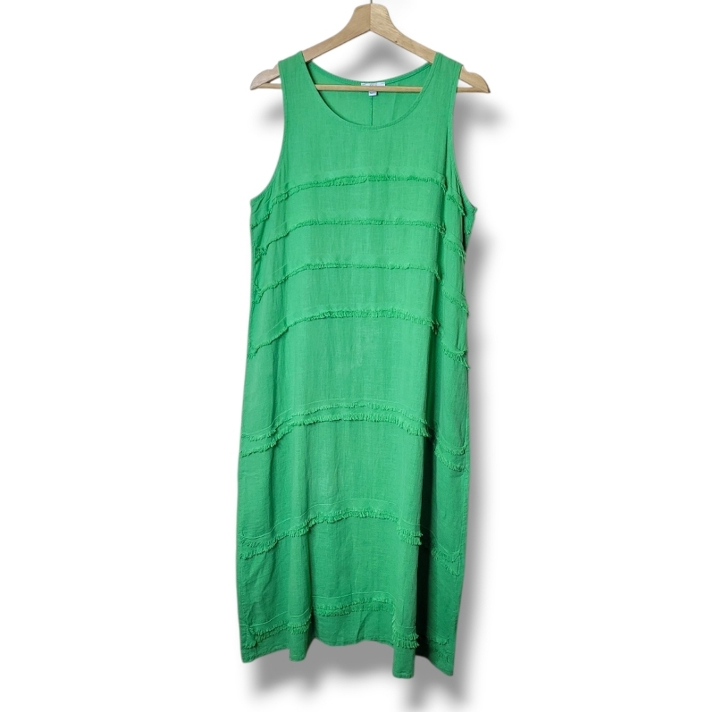 KAKTUS Green 100% Linen Maxi Dress Women's Size M Italy
